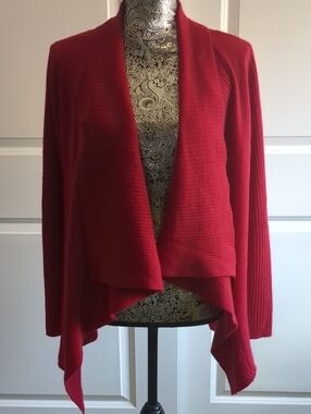 Cynthia Rowley Red Cashmere Open Cardigan,L